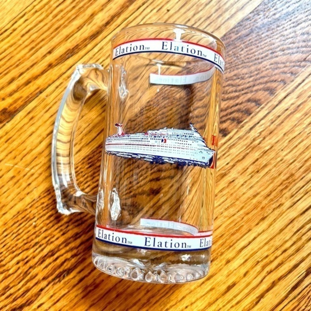 Vintage Carnival Cruise Line Elation 10 oz Beer Stein Glass with Handle - Rare